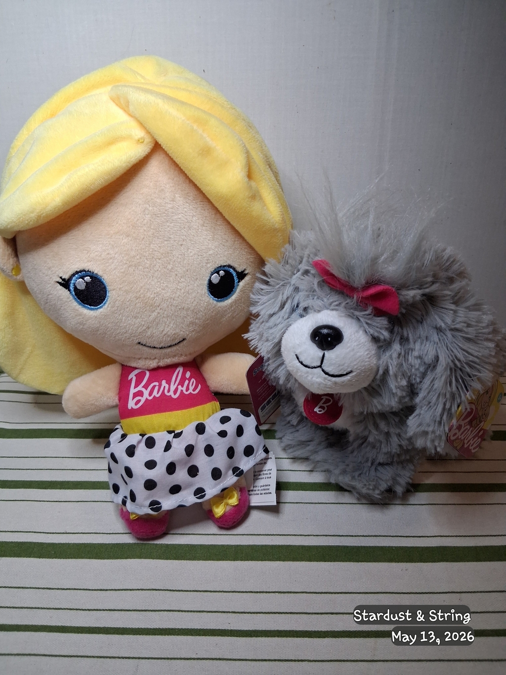 Barbie Plush Doll & Grey Puppy Dog Set NWT Collector Gift Bundle